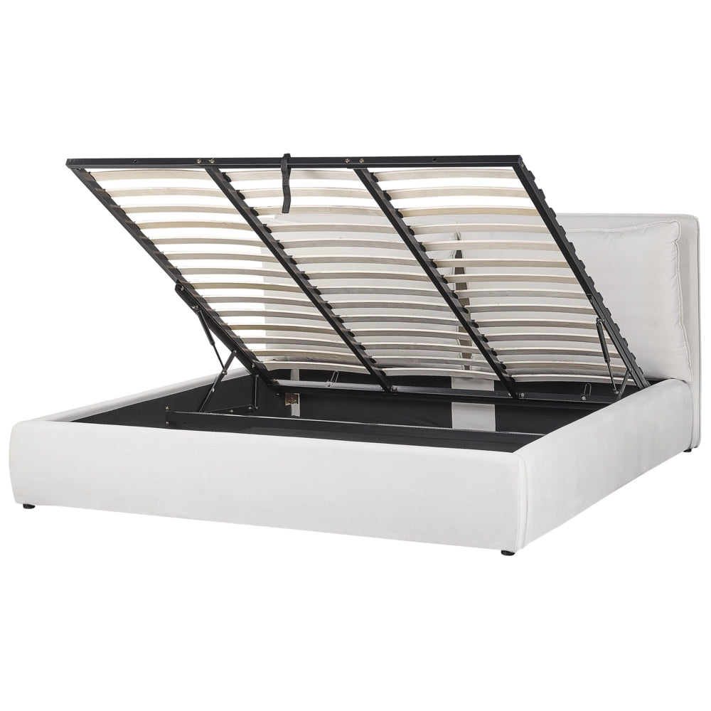 Letto matrimoniale colore bianco crema con vano contenitore 180 x 200 cm camera da letto moderna