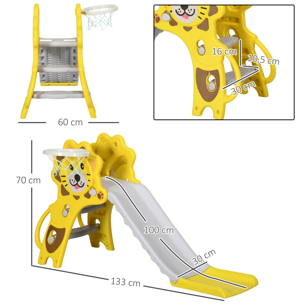 Letto a Soppalco per Bambini con Scivolo e Scala ¨C Zephmum ¨C Giallo Grigio 131x50x74cm