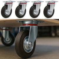 Set 4x ruote piroettanti, rivestimento in gomma piena, Rotella 160mm max 130kg con nucleo in metallo
