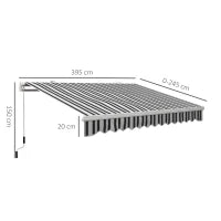 Tenda Parasole per Esterno Estensibile in Alluminio e Poliestere con Manovella, 395x245 cm, Blu e Bianca