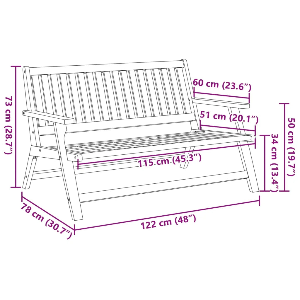 Panca Relax Marrone Legno di Acacia Massello CFW7236248
