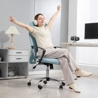 Sedia Ergonomica da Ufficio Girevole, Altezza Regolabile e Schienale a Rete, 63x65x109-119 cm, Verde Chiaro