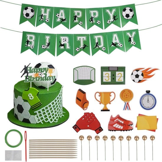 Decorazione per Torte di Calcio per Festa di Compleanno - 38 Pezzi - Decorazione per Cupcake di Calcio - Per Bambini - Festa di Calcio - Decorazione per Torte di Compleanno