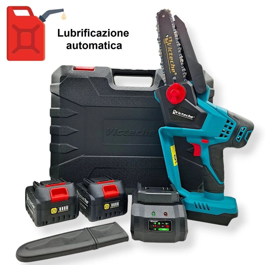 Motosega a Batteria Auto Lubrificante 2 Batterie 21V lama da 6" in valigia