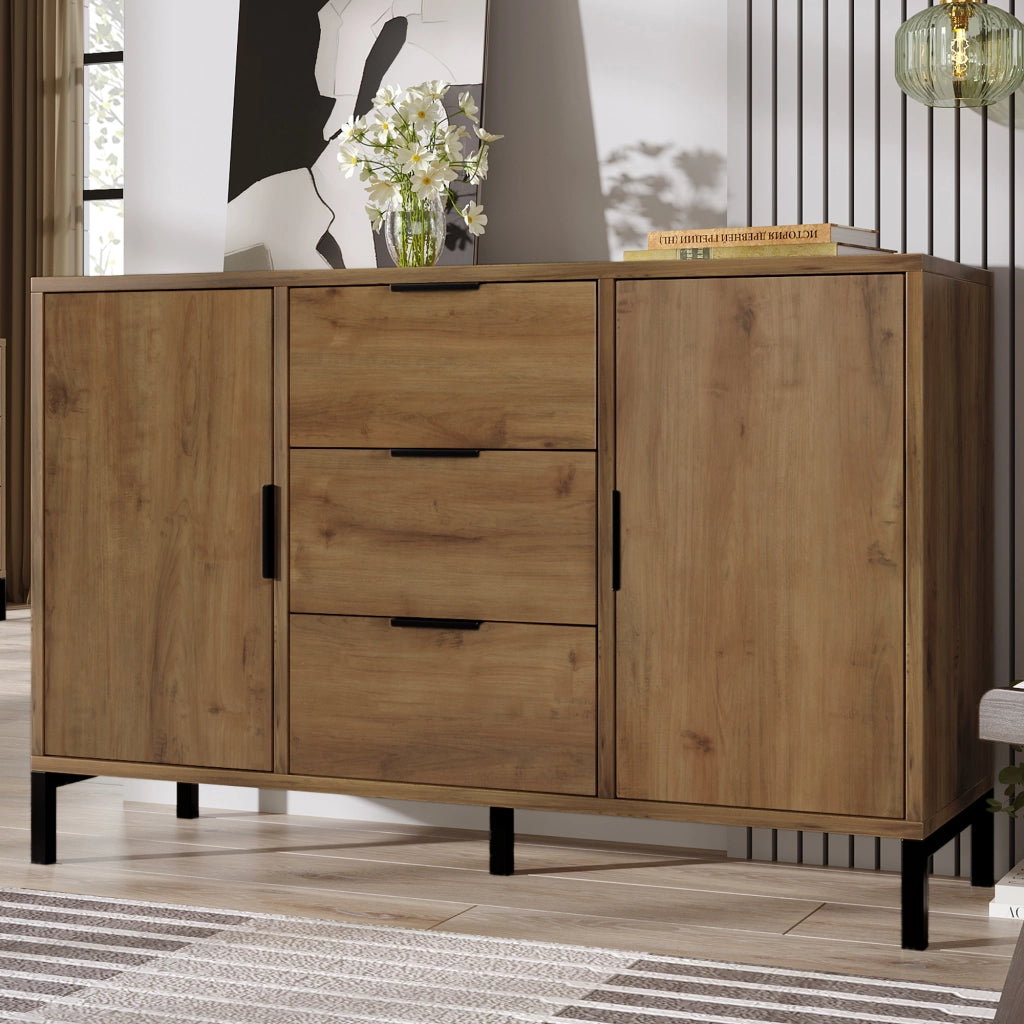 Cassettiera con Ante e Cassetti ¨C MINIMAL ¨C Rovere Scuro 120x40x76