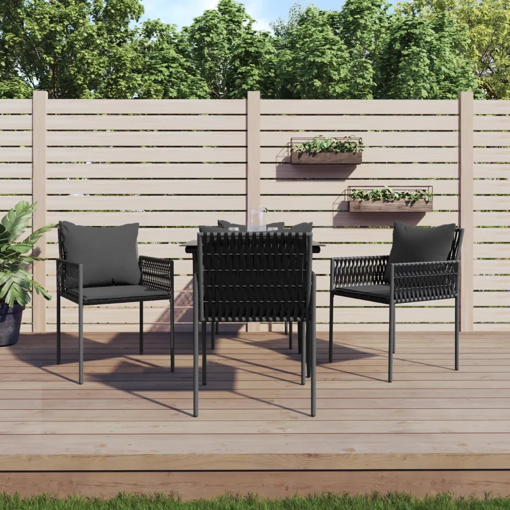 Set Pranzo da Giardino 5pz con Cuscini in Polyrattan e Acciaio 3187052