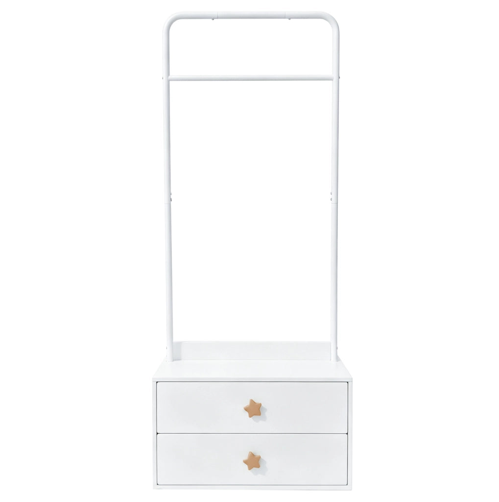 Appendiabiti per bambini 70x55x168 cm bianco in MDF, 2 cassetti