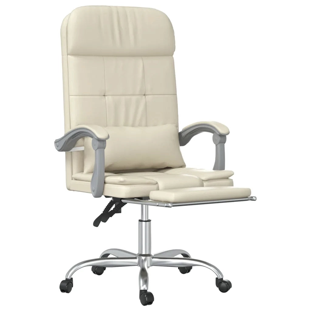 Poltrona da Ufficio Massaggiante Reclinabile Crema Similpelle cod mxl 9344
