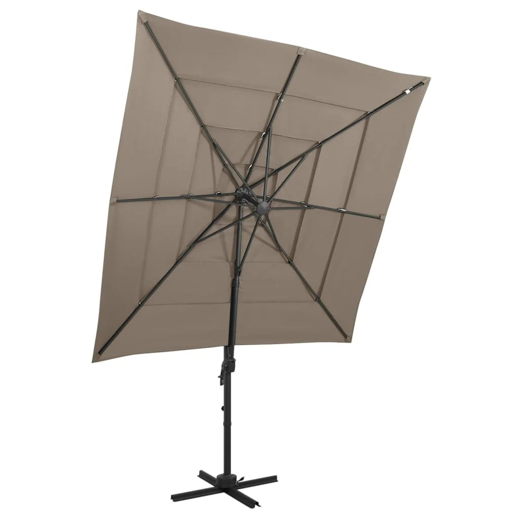 Ombrellone a quattro livelli con palo in alluminio 250 x 250 cm tortora 02_0008794
