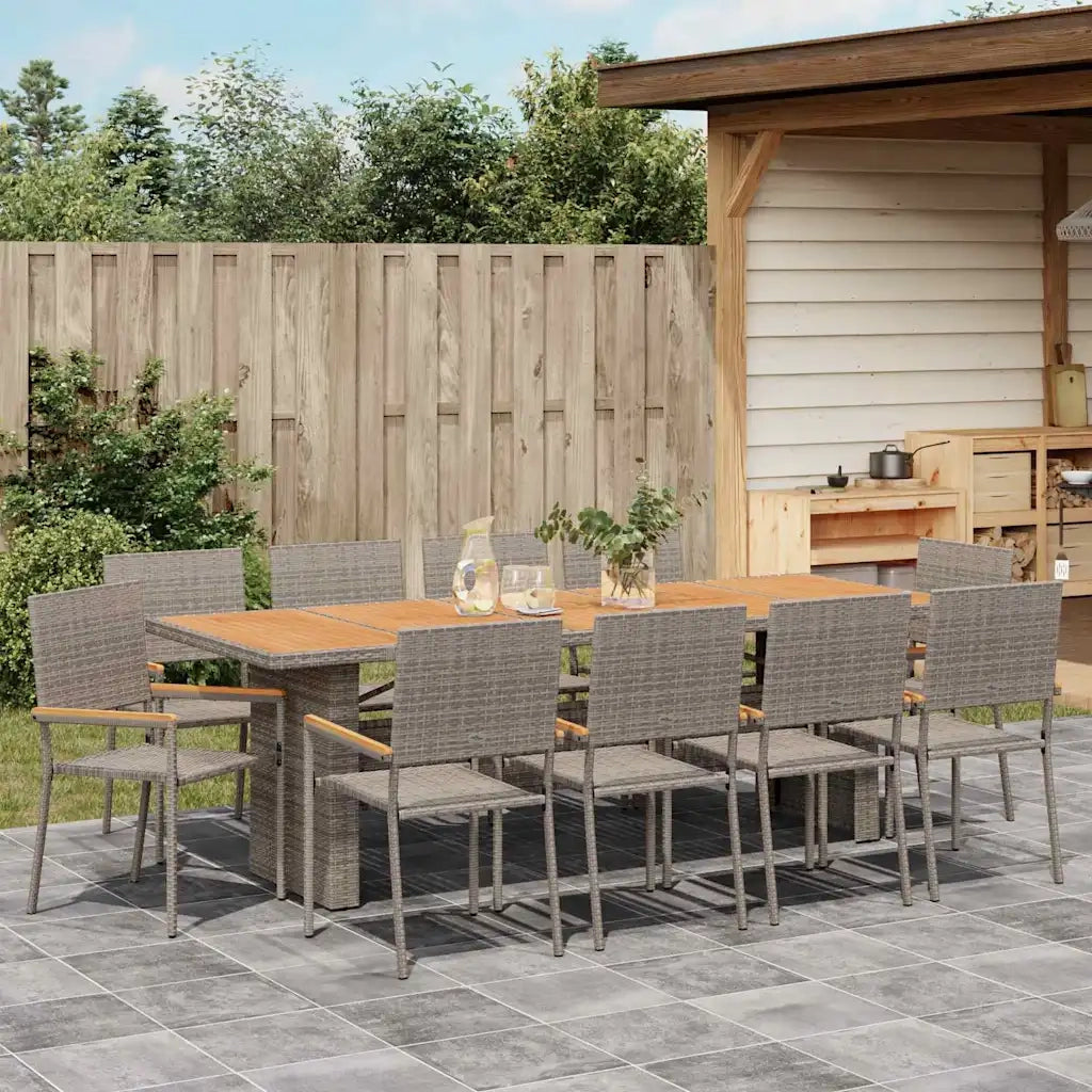 Set da Pranzo per Giardino 11 pcs Grigio polyrattan 3365423