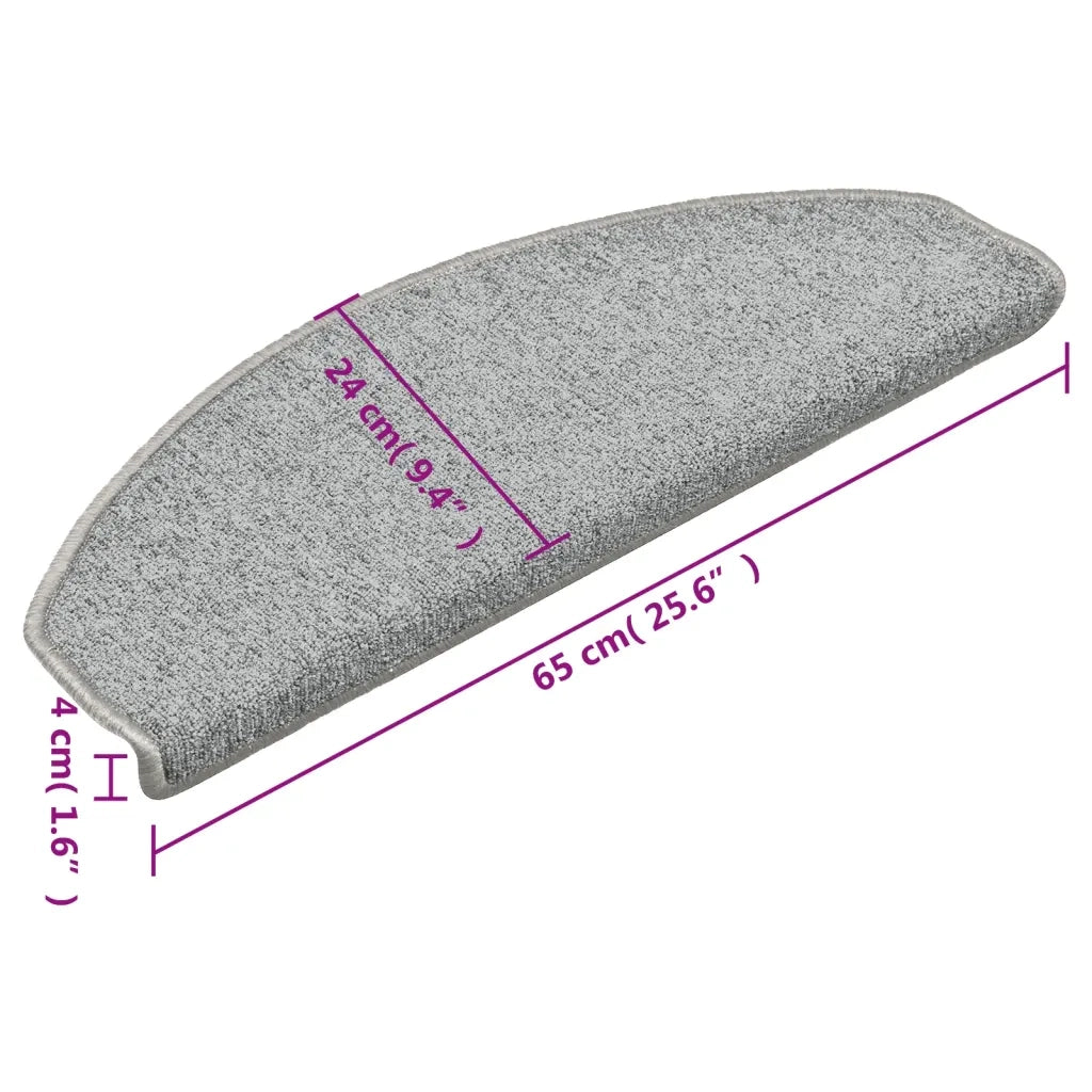 Tappetini per scale 15 pz 65x24x4 cm Grigio chiaro Semicircolari Grandi 322371