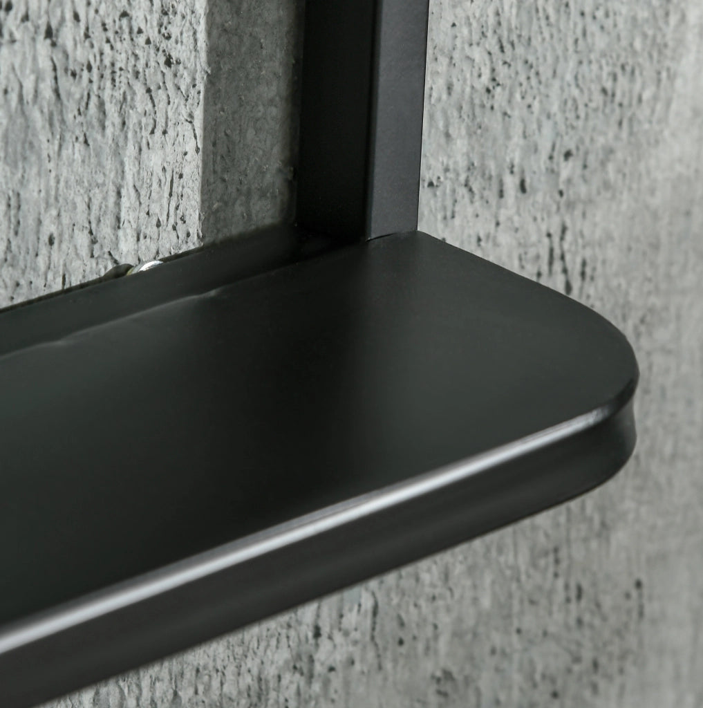 Specchio da parete con mensola 70 x 50 x 10,2 cm nero in metallo