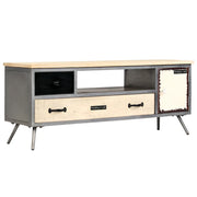Mobile Porta TV in Mango Massello e Acciaio 120x30x45cm