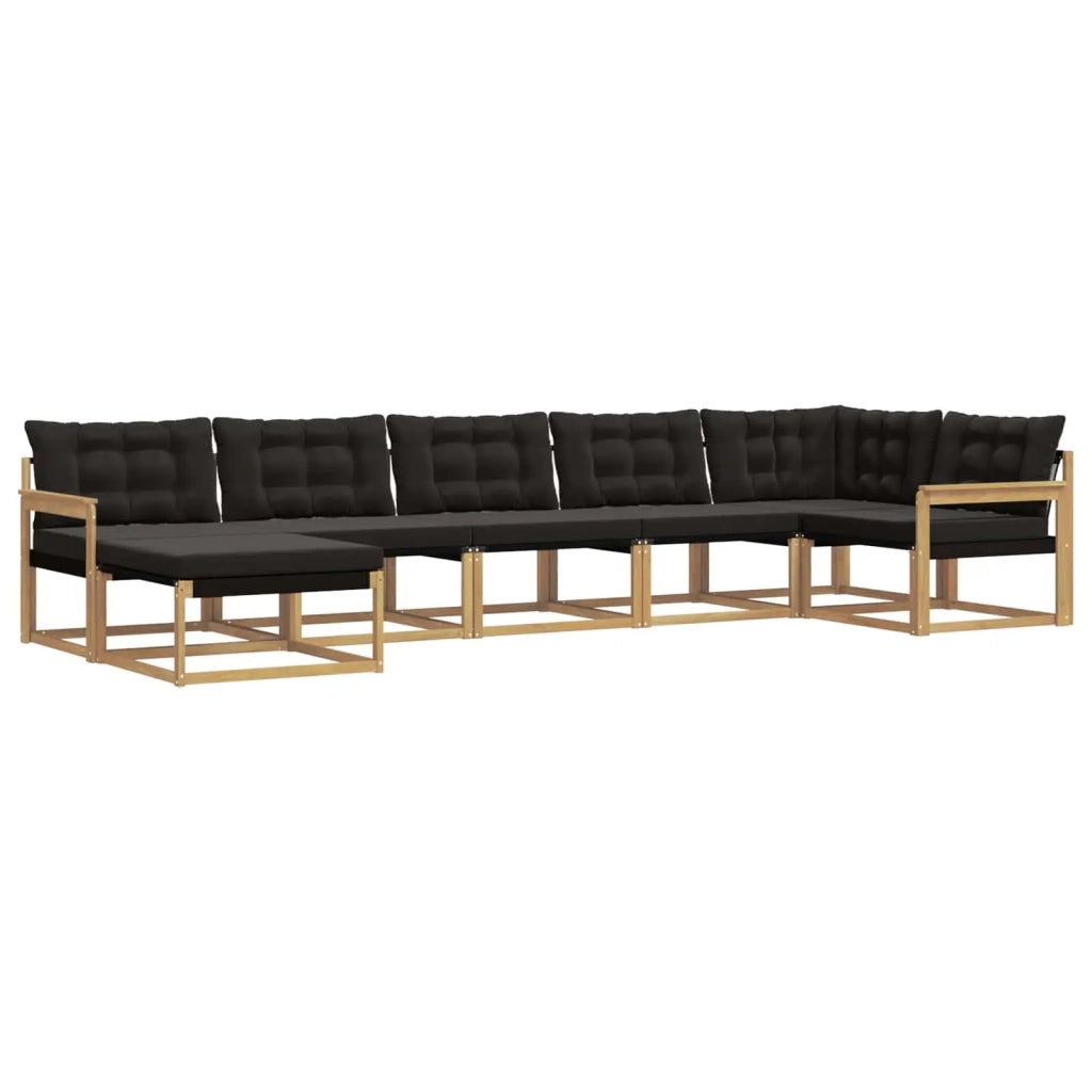 Set di divani da esterno con cuscino 7 pcs Bianco e Nero