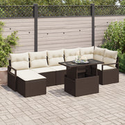 Set di divani da giardino  8 pezzi con cuscini marrone rattan poliestere