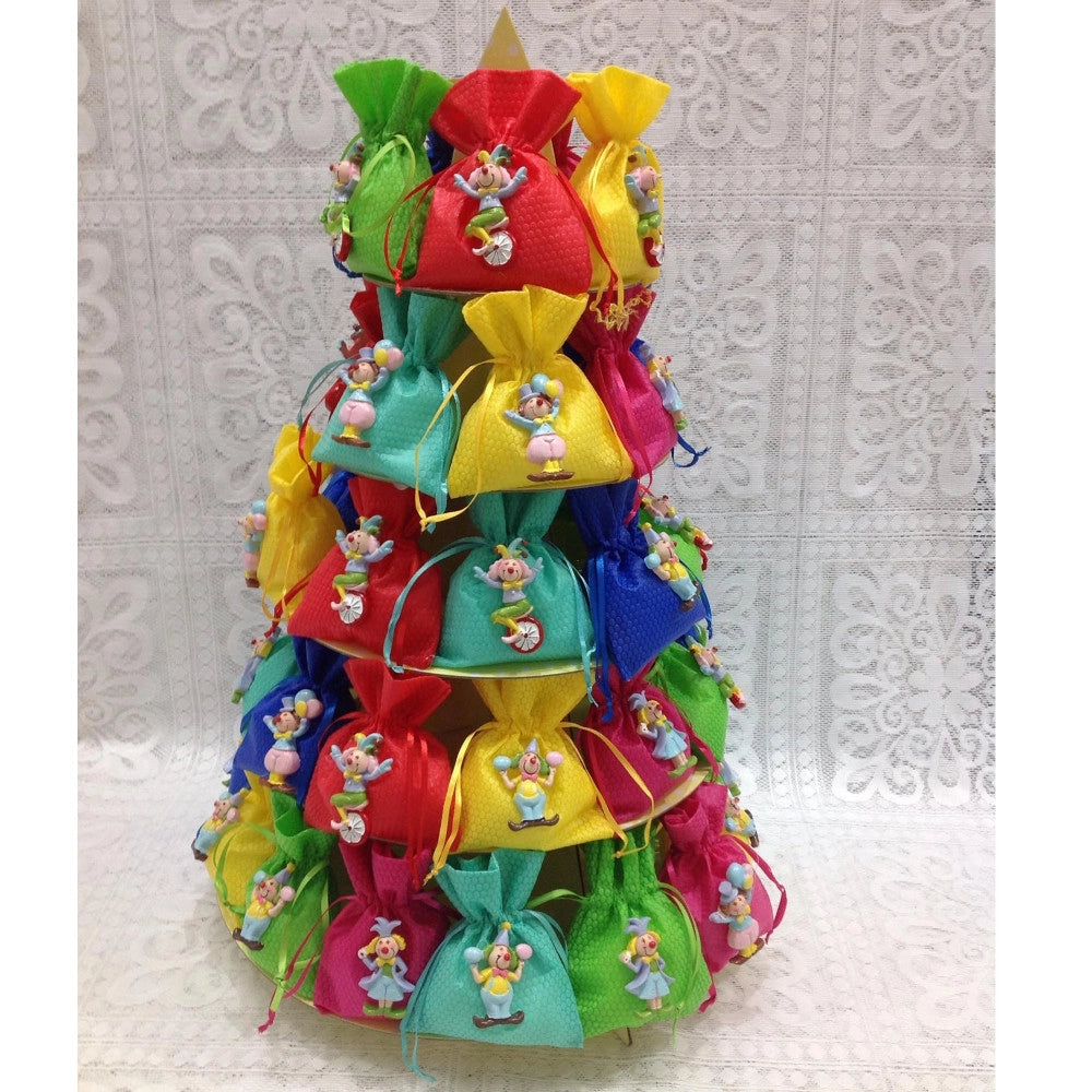 Trade Shop - 30 Bomboniere Clown Pagliaccio Per Nascita Sacchettini Confetti Alzatina Torta -