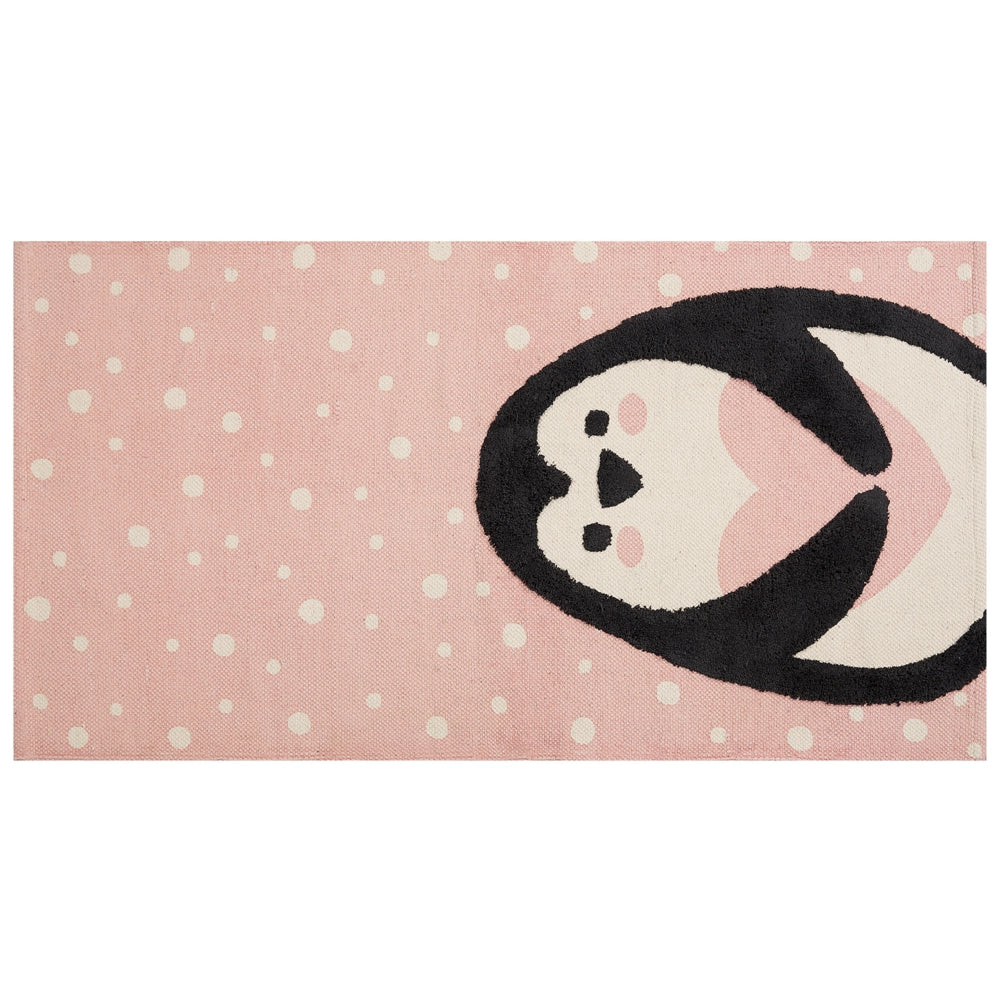 Tappeto per bambini con motivo pinguino rosa 80 x 150 cm cameretta motivo divertente
