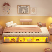 Letto imbottito per bambini rosa 90x200 cm con LED