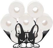 Sostegno per carta igienica - Sostegno metallico per carta igienica - Forma bulldog - Nero