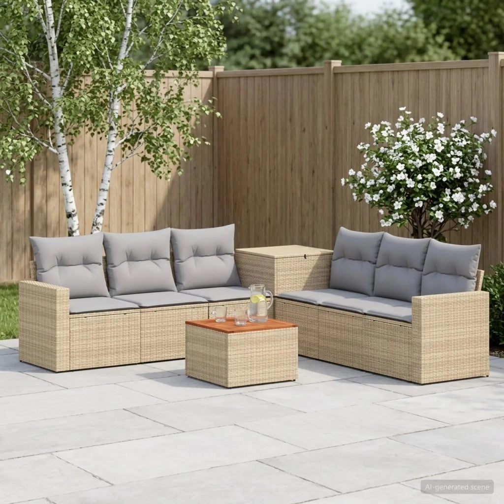 Set di divani 8 pz Beige e Grigio Chiaro 3448343