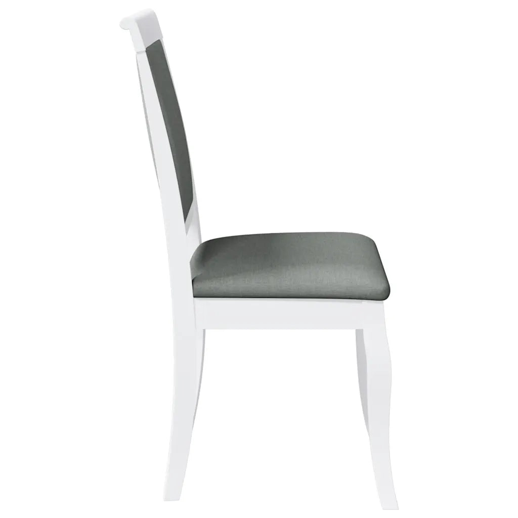 Sedie da Pranzo con Cuscini 2 pz Bianco Legno Massello di Hevea