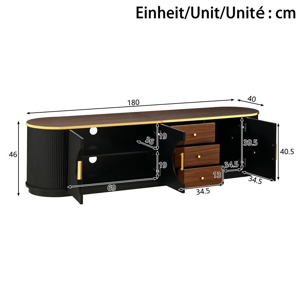 Mobile TV Lowboard ¨C MINIMAL ¨C Vetro Marrone, MDF, Maniglie in Alluminio, Design con Scanalature