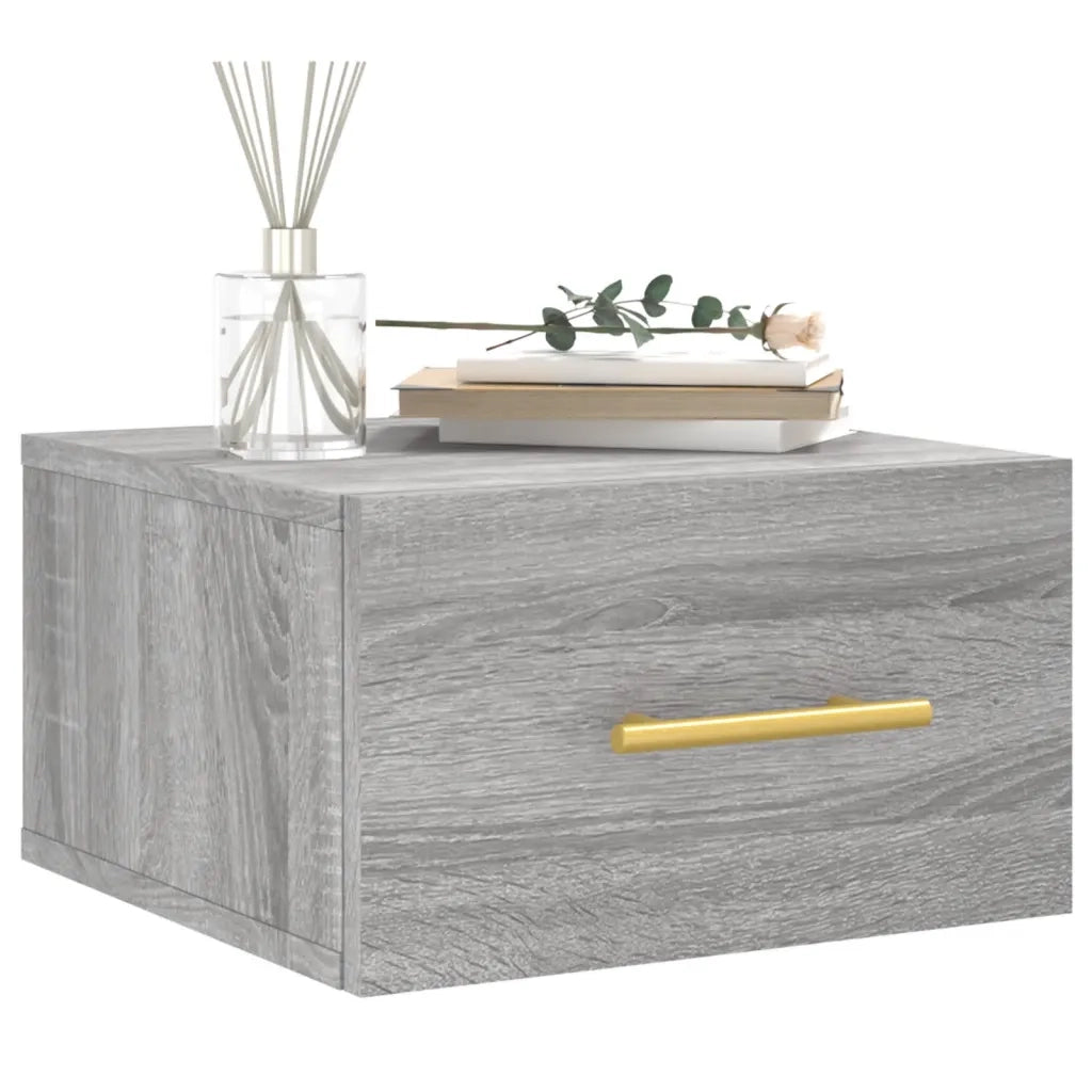 Set di 2 Comodini | Armadio da Notte | Mobiletto da notte a Muro Grigio Sonoma 35x35x20 cm