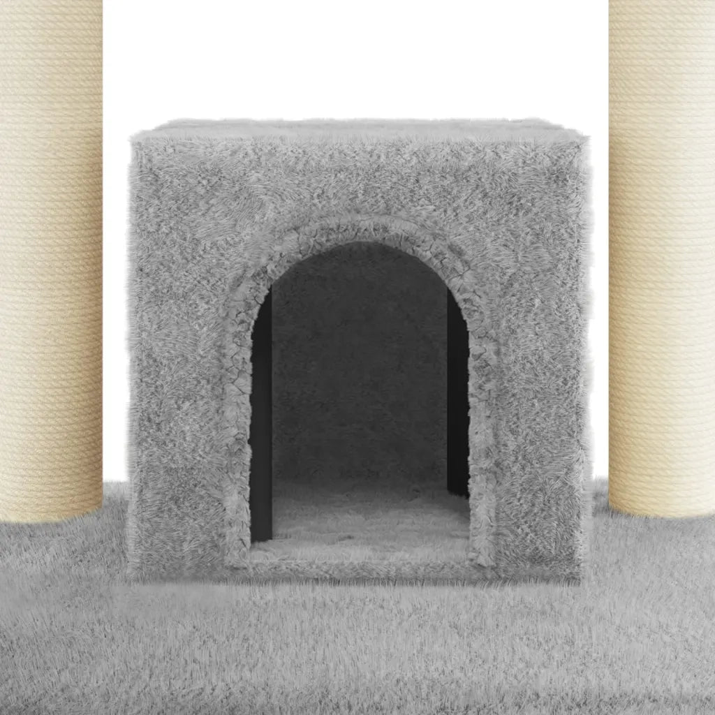 Albero per Gatti con Tiragraffi in Sisal Grigio Chiaro 110 cm 171480