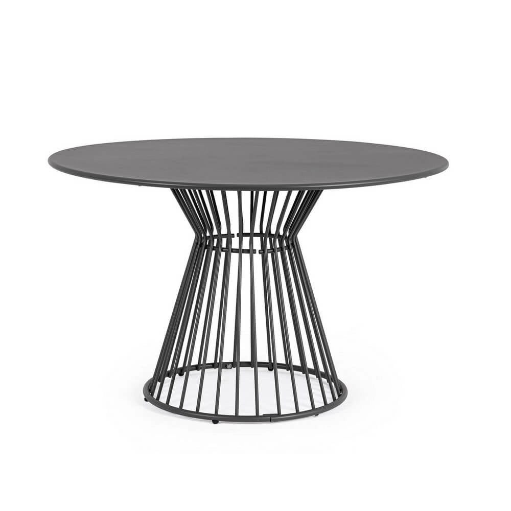Tavolo da Esterno Rotondo in Acciaio Antracite D120 cm - ORLI