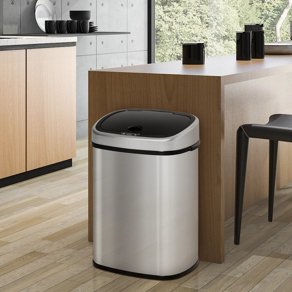 Bidone con Coperchio a Sensore Infrarossi ¨C zephmum ¨C Acciaio ABS 40.9x28.9x68cm