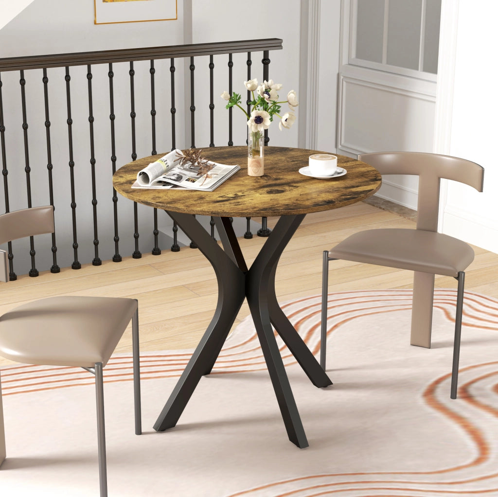 Tavolo da pranzo rotondo per 2 persone ?78 x 75 cm in MDF e acciaio marrone