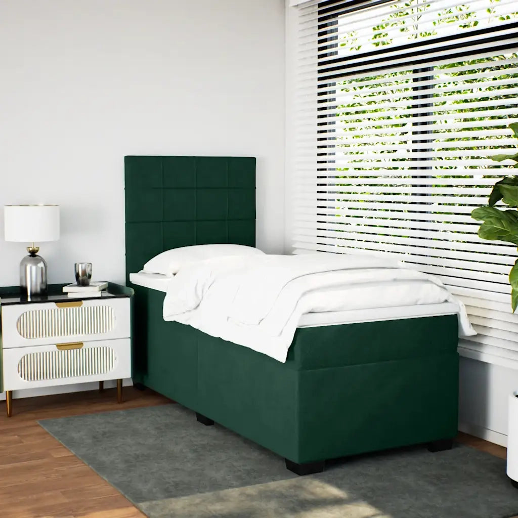 Giroletto a Molle con Materasso Verde Scuro 100x200 cm Velluto