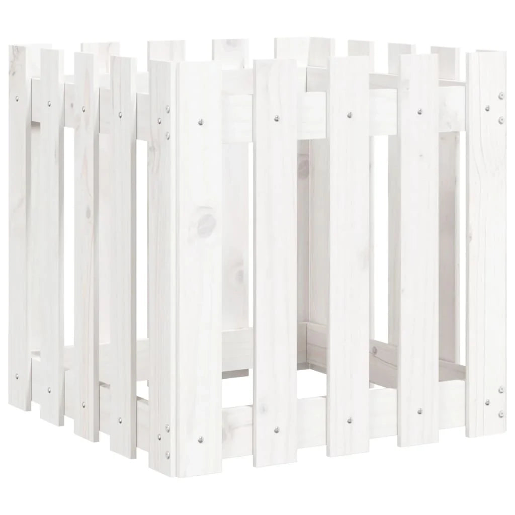 Fioriera rialzata per piante fiori terrazza giardino con design di recinzione 50 x 50 x 50 cm pino bianco massiccio 02_0038100