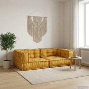 Divano Modulare a 2 Posti Giallo 140x70x36 in Tessuto 4019040