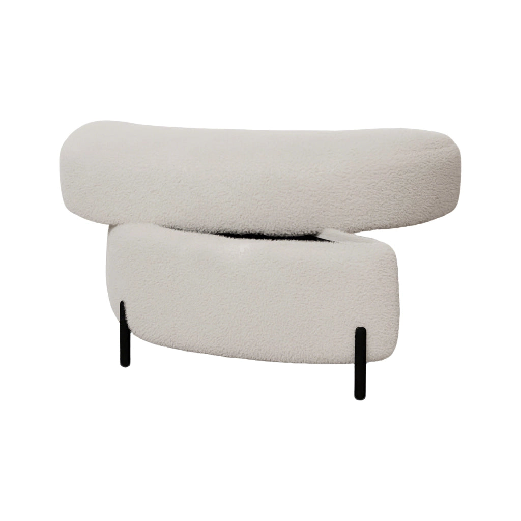 Pouf Sgabello Reclinabile con Vassoio ¨C MINIMAL ¨C Tessuto Sherpa, Avorio