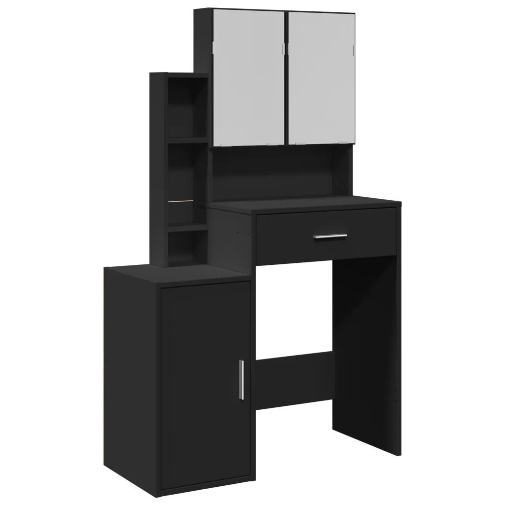 Toeletta | Tavolo da Trucco con Armadietto Nero 80x35x132 cm