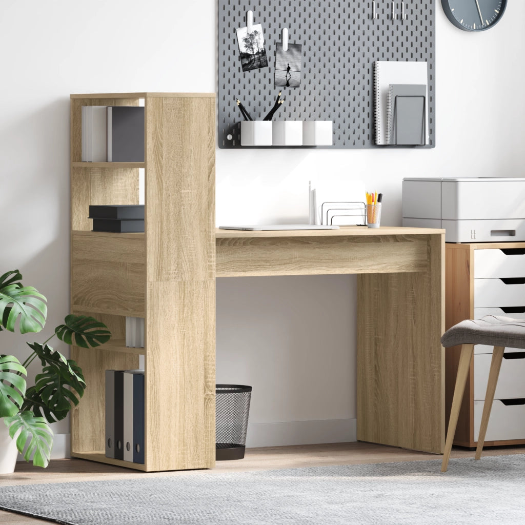 Scrivania con Storage Rovere Sonoma 113x54x120 cm Legno Ingegnerizzato