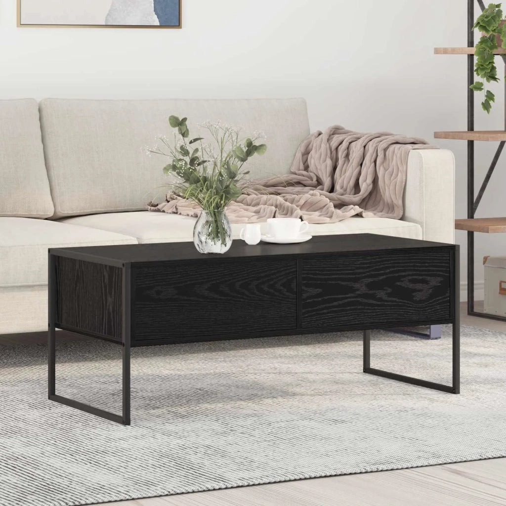 Tavolino da salotto con cassetto Rovere Nero 100 x 46 x 40 cm 886444