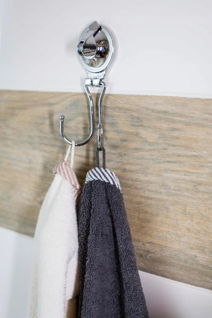 KADAX - Gancio portasciugamani da bagno a parete con ventosa, colore argento.