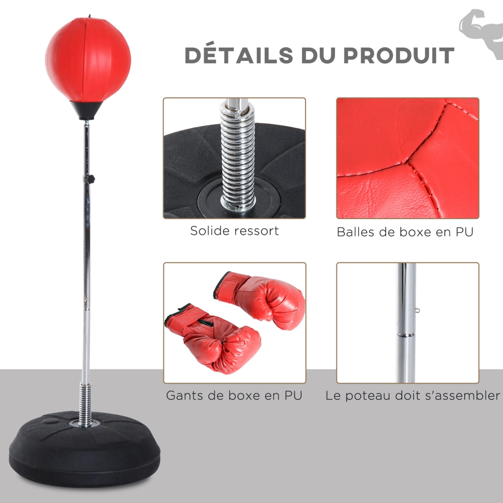 Sacco da Boxe Gonfiabile ¨C Xylo ¨C Altezza Regolabile 126-144 cm con Guanti e Pompa Rosso