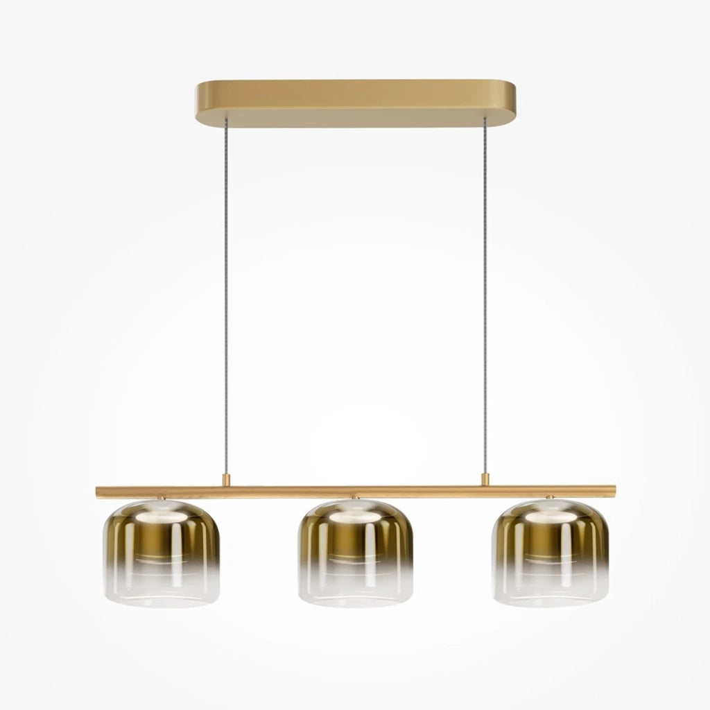 Lampadario Contemporaneo Spirito Metallo E Vetro Oro 3 Luci Led 14W