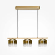 Lampadario Contemporaneo Spirito Metallo E Vetro Oro 3 Luci Led 14W