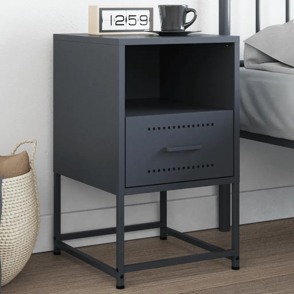 vidaXL Comodino Antracite 36x39x60,5 cm in Acciaio