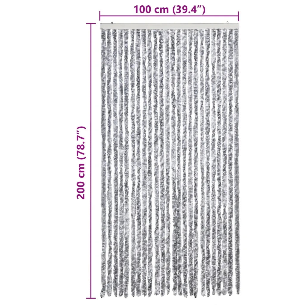 Tenda Antimosche Grigio e Bianca 100x200 cm in Ciniglia 377375