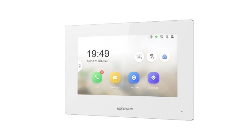 Monitor Bianco Hikvision Display interno 7" Touch Screen Intercom POE