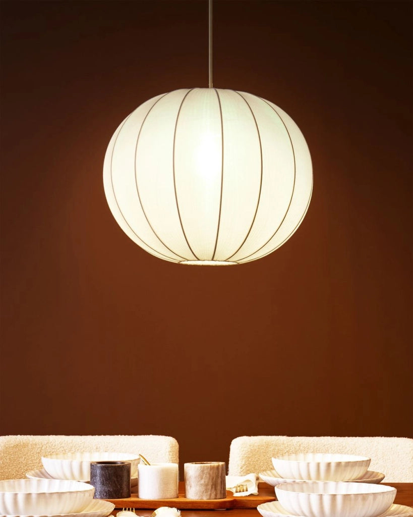 Lampada a sospensione con paralume in nylon bianco Design moderno Luce per il soggiorno