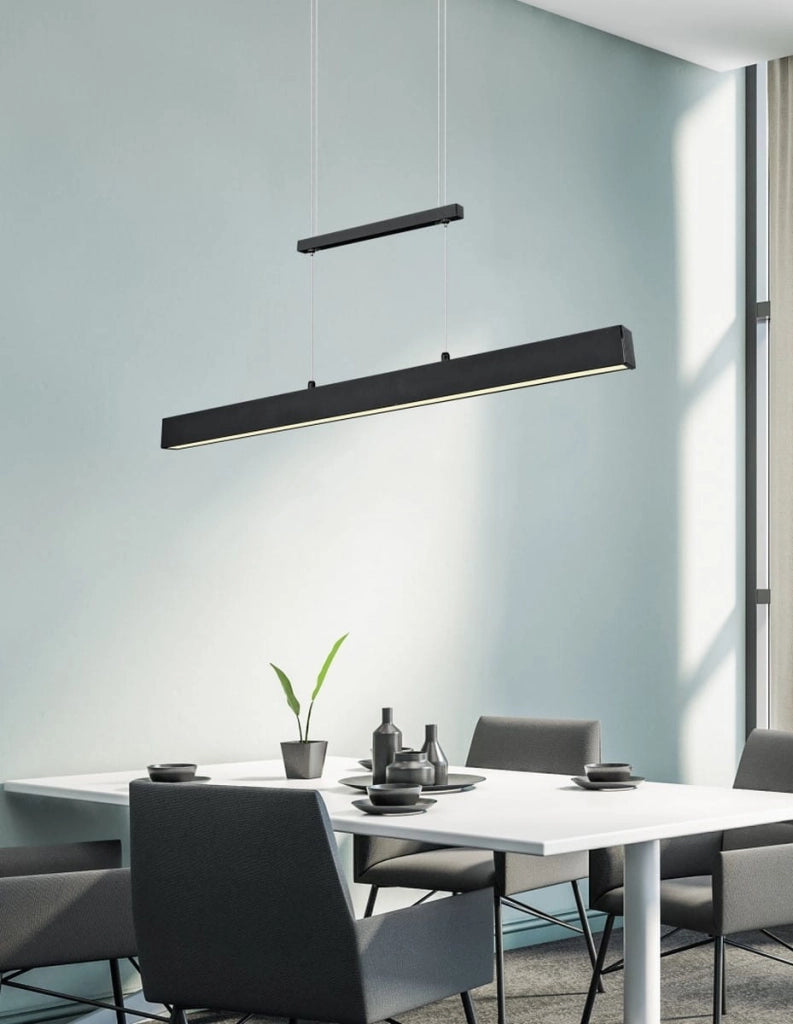 Lampadario LED PAROS nero 3 luci 32W 3000K 90cm RL