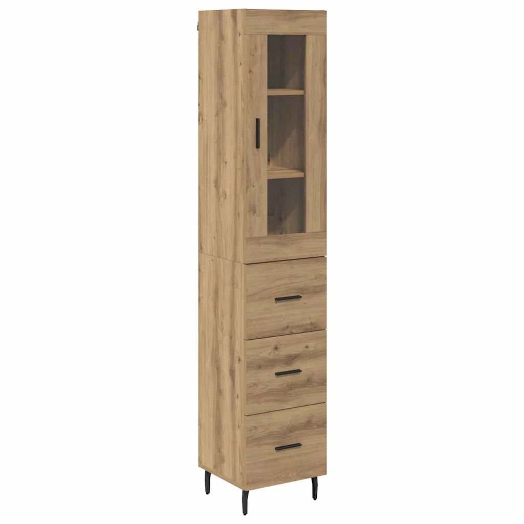 Credenza | Madia | Buffet da pranzo | Armadio da pranzo con cassetto Rovere artigianale 34,5 x 34 x 180 cm