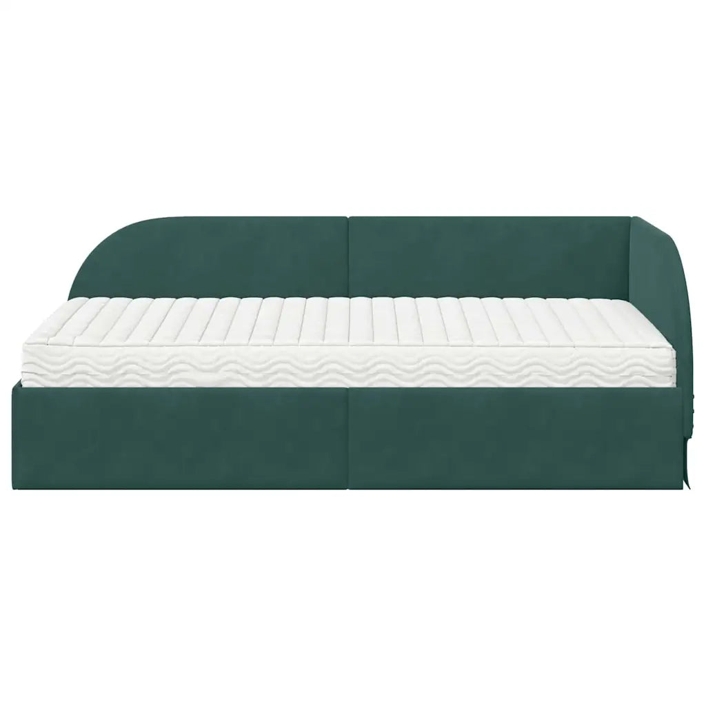 Struttura Letto Angolare con Materasso 2 pcs Verde Velluto