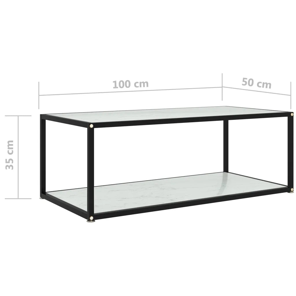 Tavolino da Salotto Bianco 100x50x35 cm in Vetro Temperato cod mxl 15725